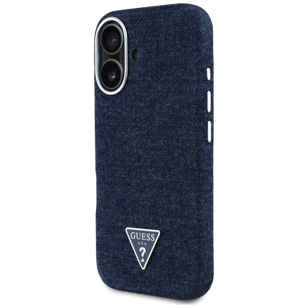 MagSafe-kotelo Apple iPhone 16:lle, Guess, Denim Triangle Logo, Sininen