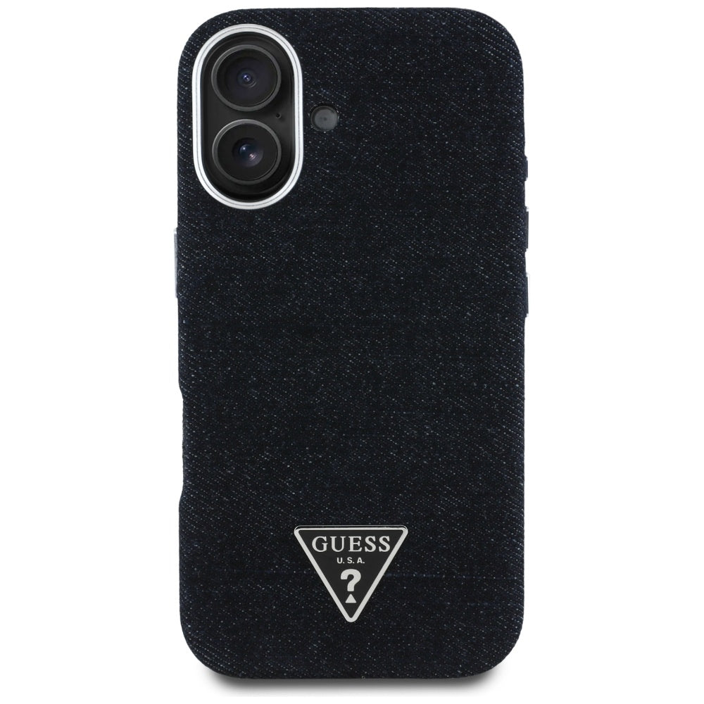 MagSafe-kotelo Apple iPhone 16:lle, Guess, Denim Triangle Logo, Musta