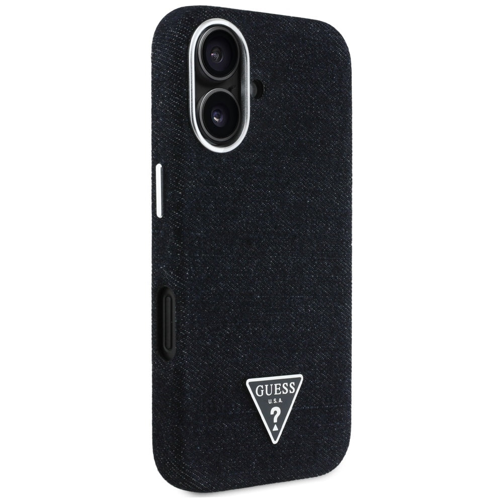 MagSafe-kotelo Apple iPhone 16:lle, Guess, Denim Triangle Logo, Musta