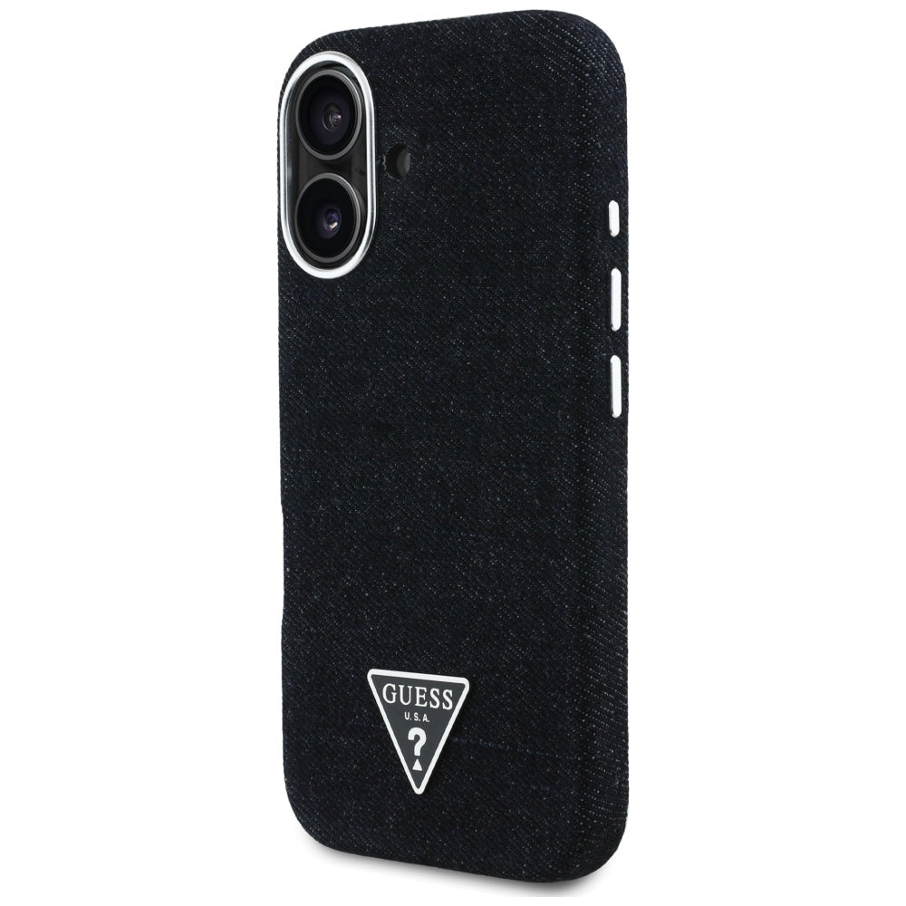 MagSafe-kotelo Apple iPhone 16:lle, Guess, Denim Triangle Logo, Musta