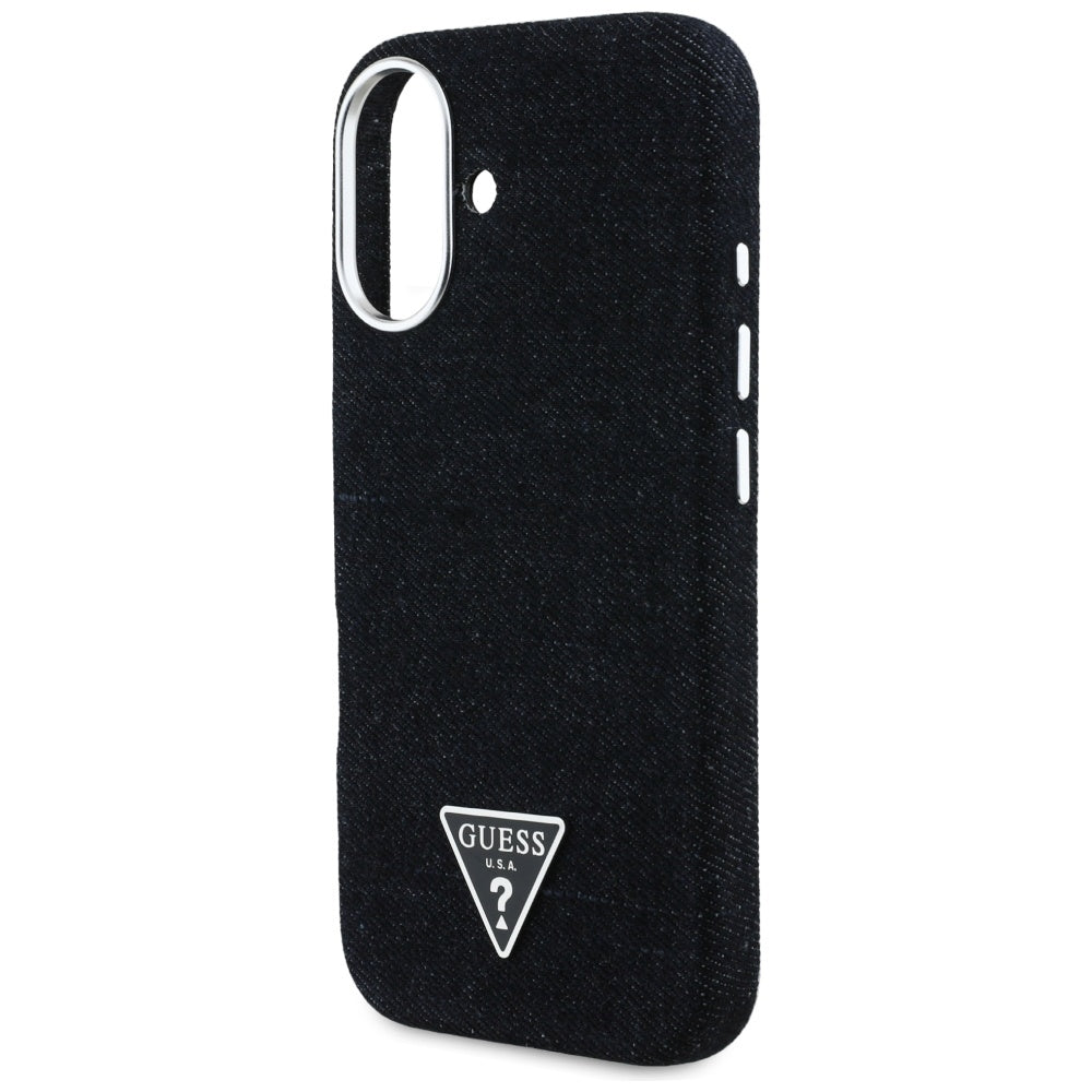 MagSafe-kotelo Apple iPhone 16:lle, Guess, Denim Triangle Logo, Musta