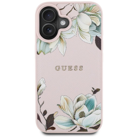 MagSafe-kotelo Apple iPhone 16:lle, Guess, Grained Flowers, Pinkki