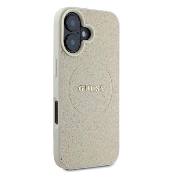 MagSafe-kotelo Apple iPhone 16:lle, Guess, Grained Gold Ring, Beige
