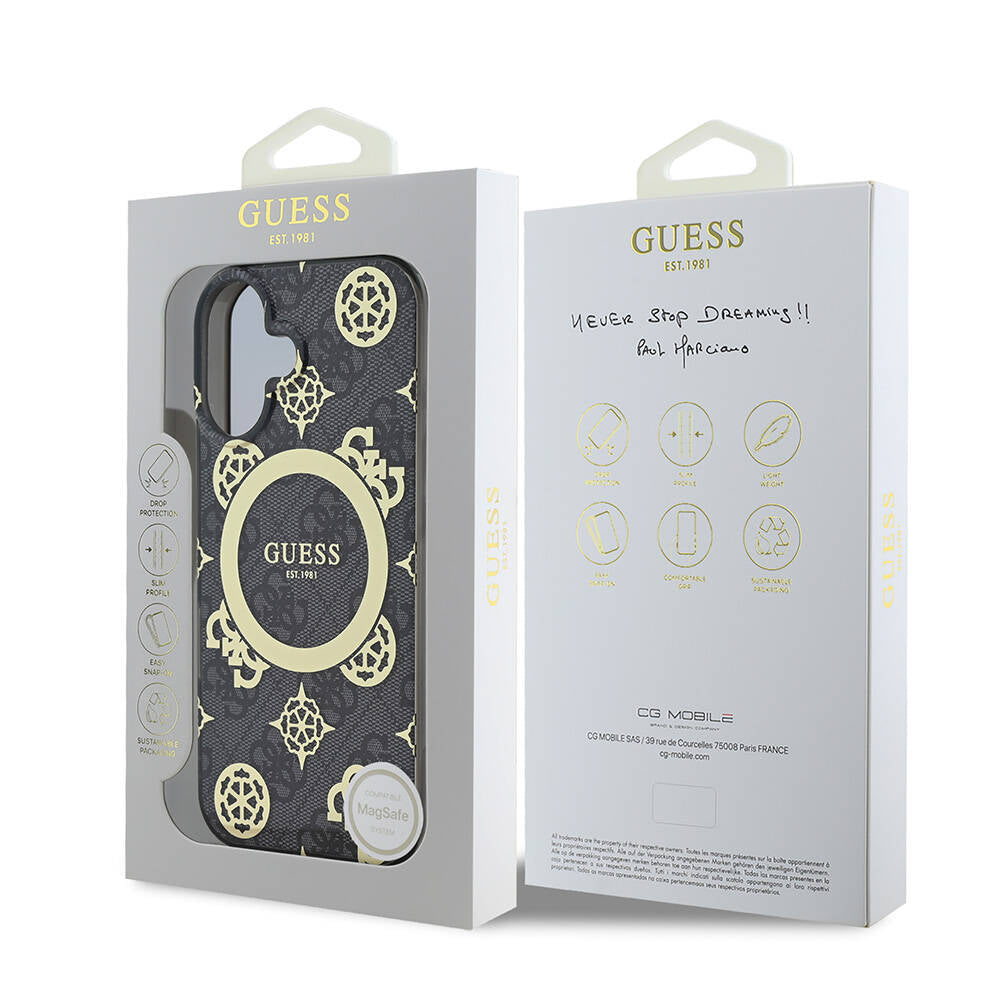 MagSafe-kotelo Apple iPhone 16:lle, Guess, IML 4G Peony, Musta GUHMP16SH4PYEEK