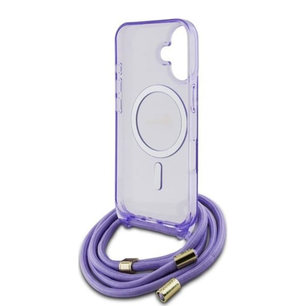 MagSafe-kotelo Apple iPhone 16:lle, Guess, IML Crossbody Cord Script, Violetti