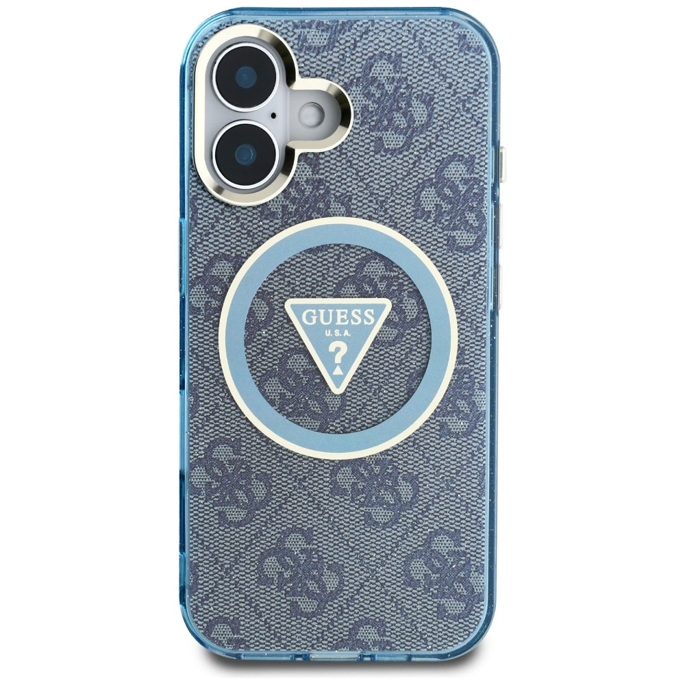 MagSafe-kotelo Apple iPhone 16:lle, Guess, IML Glitter 4G Circle Triangle, Sininen