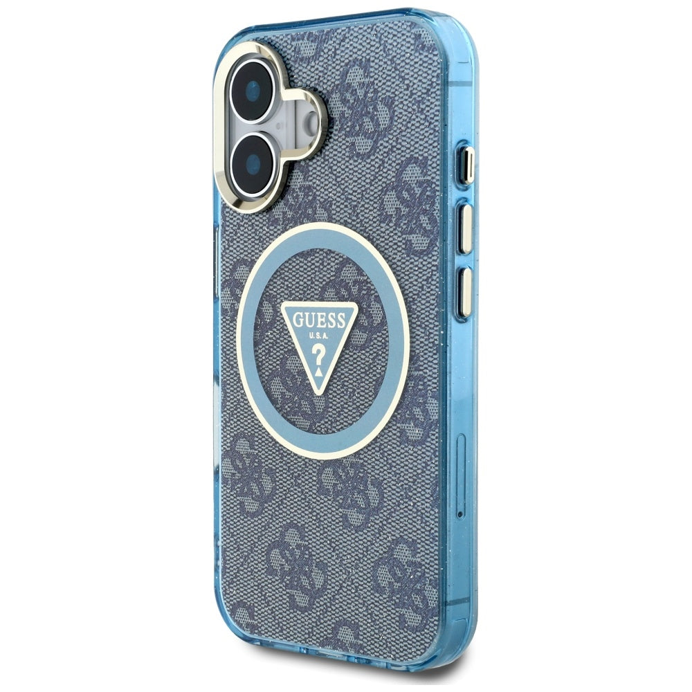 MagSafe-kotelo Apple iPhone 16:lle, Guess, IML Glitter 4G Circle Triangle, Sininen
