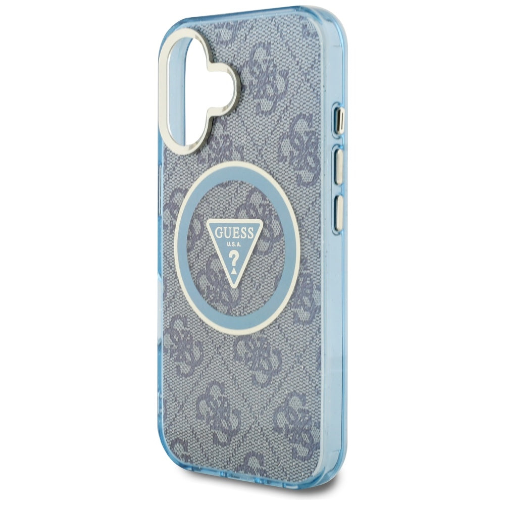 MagSafe-kotelo Apple iPhone 16:lle, Guess, IML Glitter 4G Circle Triangle, Sininen