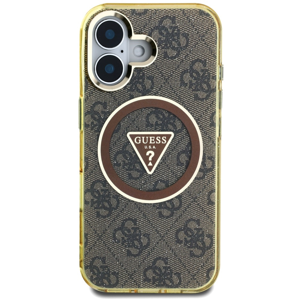 MagSafe-kotelo Apple iPhone 16:lle, Guess, IML Glitter 4G Circle Triangle, Ruskea