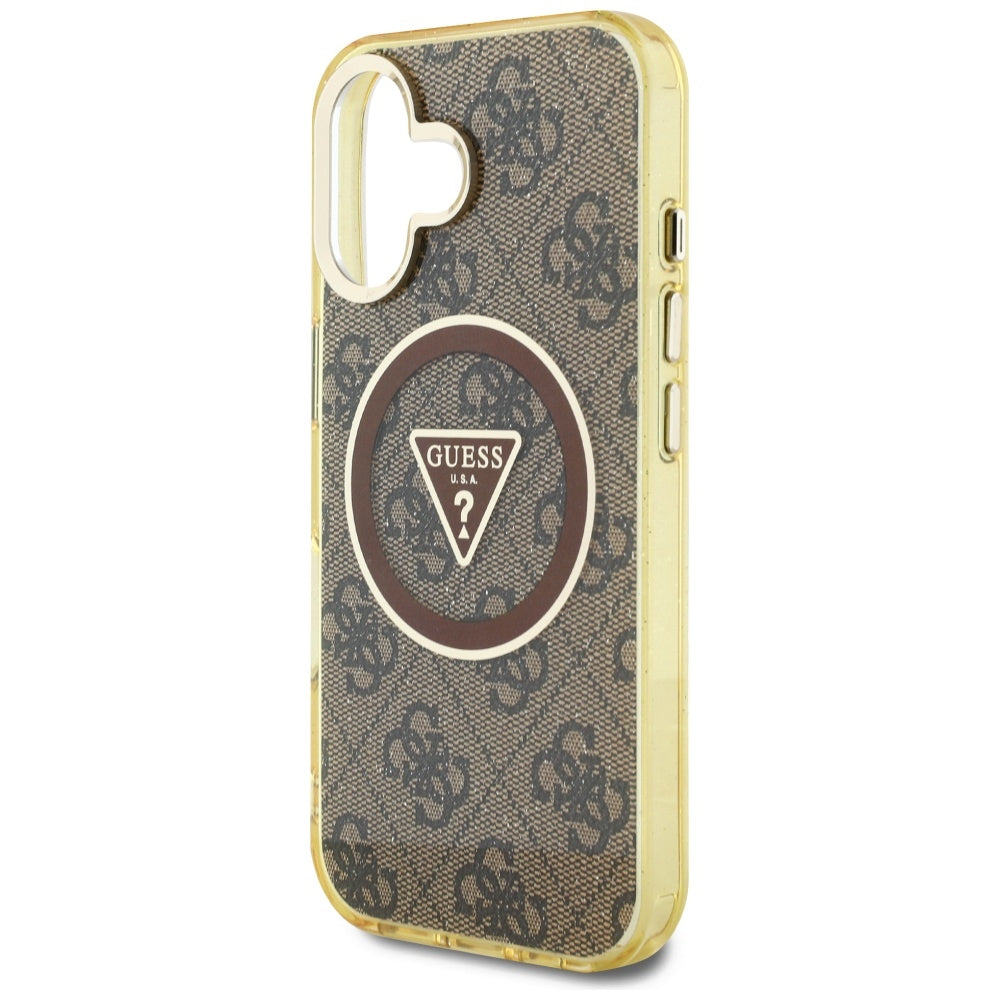 MagSafe-kotelo Apple iPhone 16:lle, Guess, IML Glitter 4G Circle Triangle, Ruskea