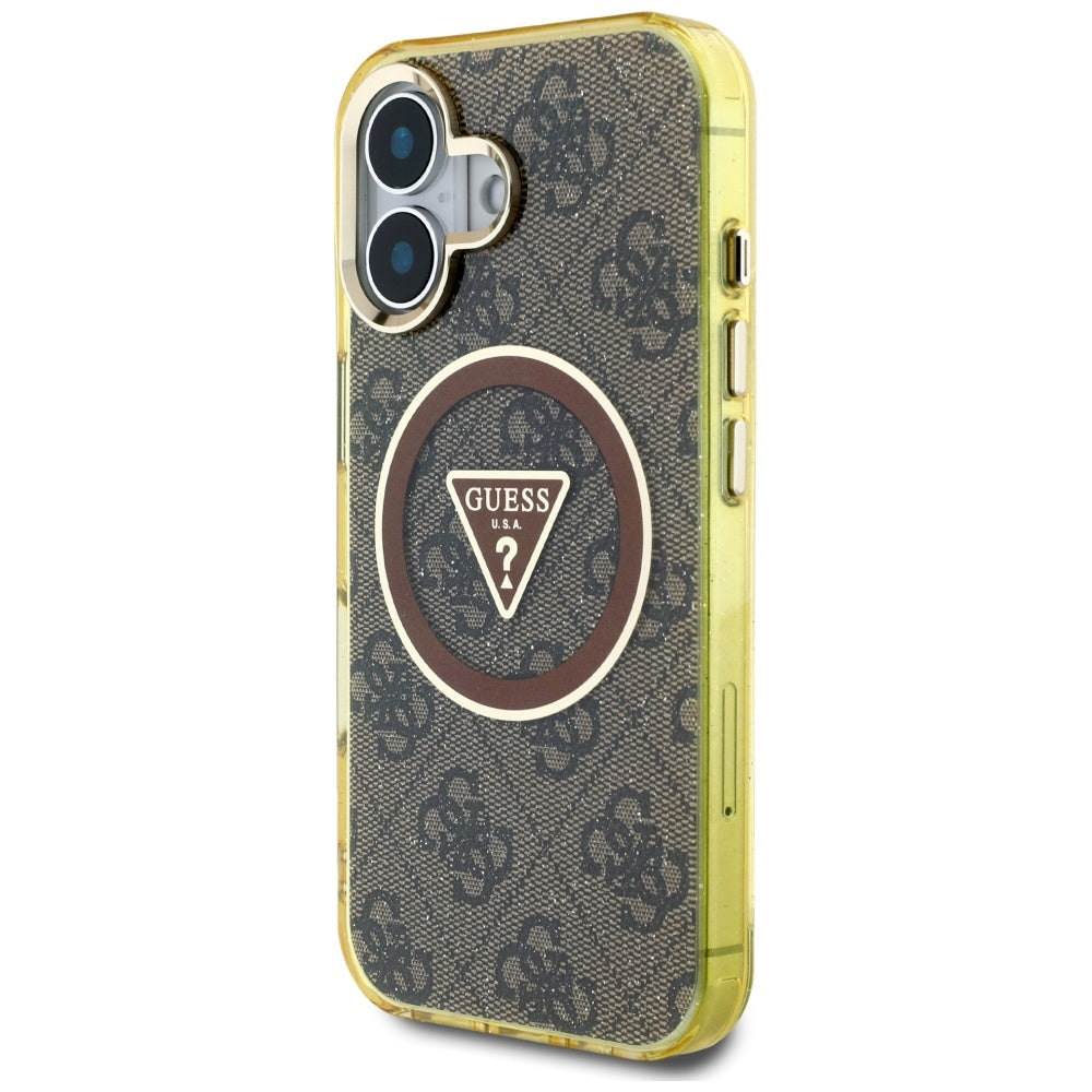 MagSafe-kotelo Apple iPhone 16:lle, Guess, IML Glitter 4G Circle Triangle, Ruskea