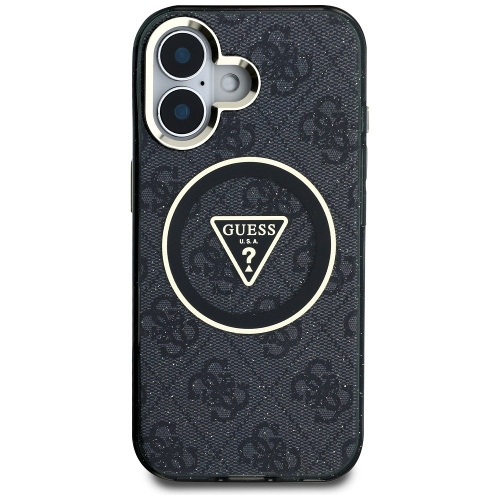 MagSafe-kotelo Apple iPhone 16:lle, Guess, IML Glitter 4G Circle Triangle, Musta