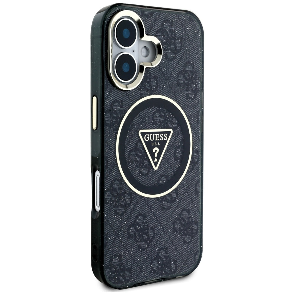 MagSafe-kotelo Apple iPhone 16:lle, Guess, IML Glitter 4G Circle Triangle, Musta