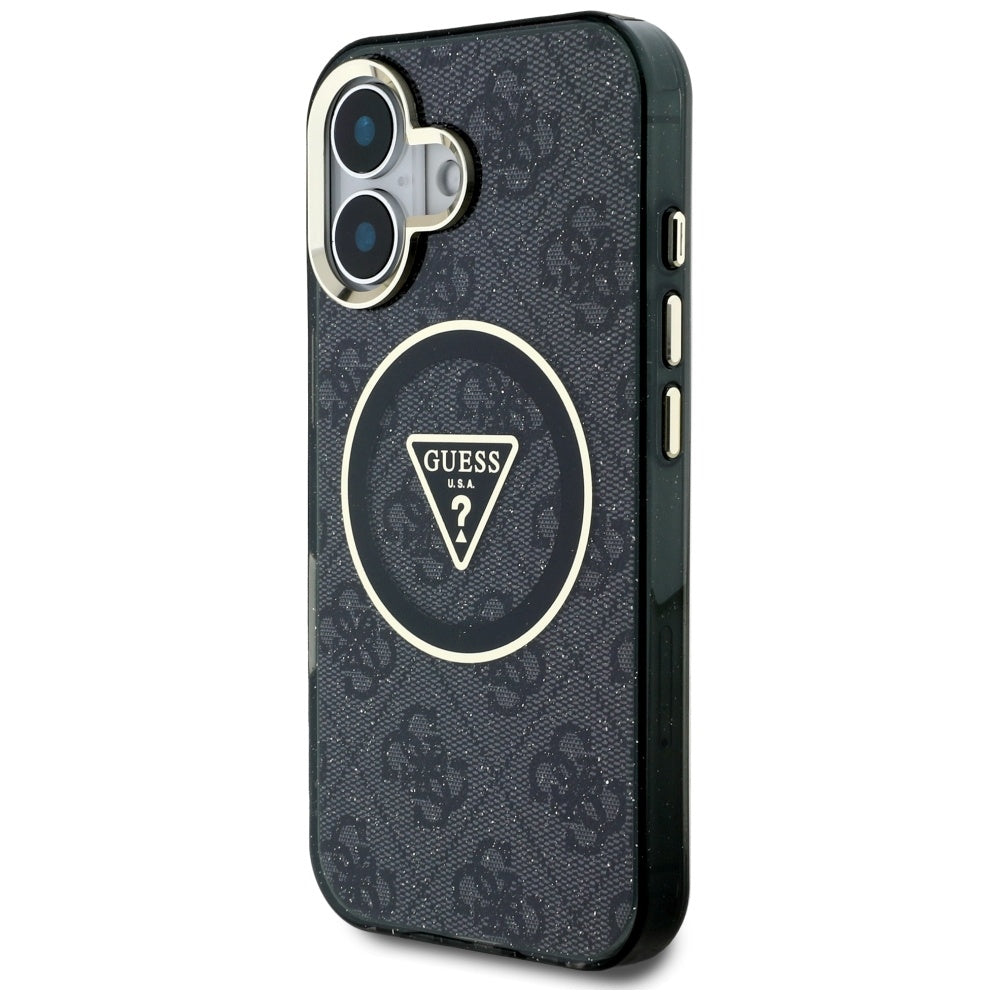 MagSafe-kotelo Apple iPhone 16:lle, Guess, IML Glitter 4G Circle Triangle, Musta