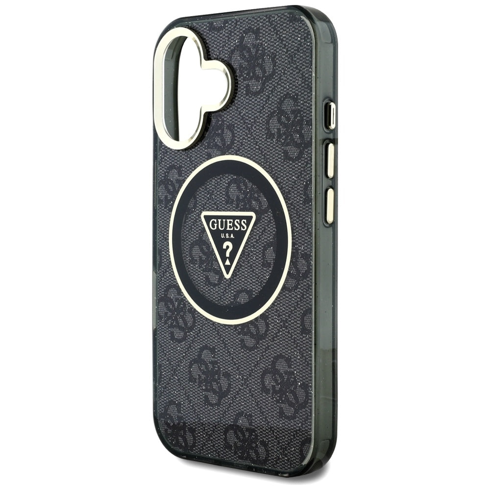 MagSafe-kotelo Apple iPhone 16:lle, Guess, IML Glitter 4G Circle Triangle, Musta