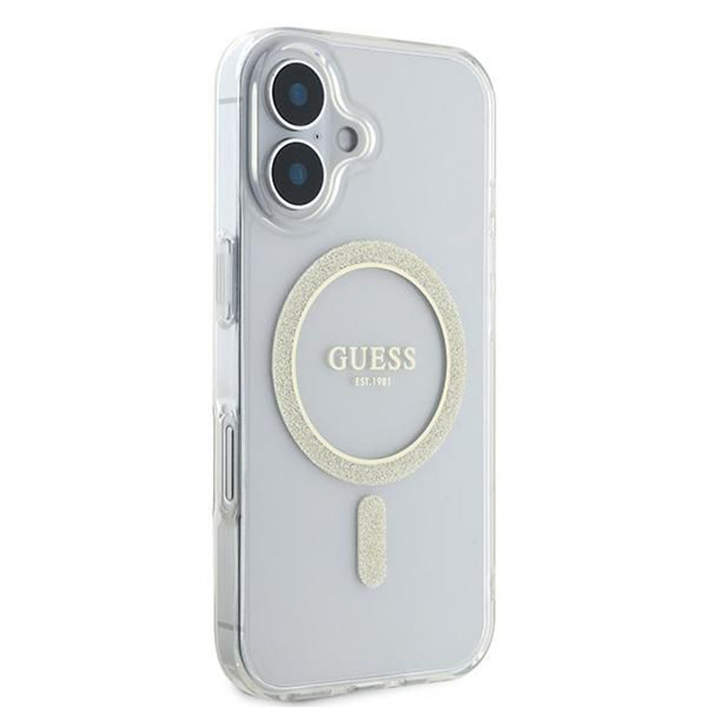 MagSafe-kotelo Apple iPhone 16:lle, Guess, IML Glitter Circle, Läpinäkyvä