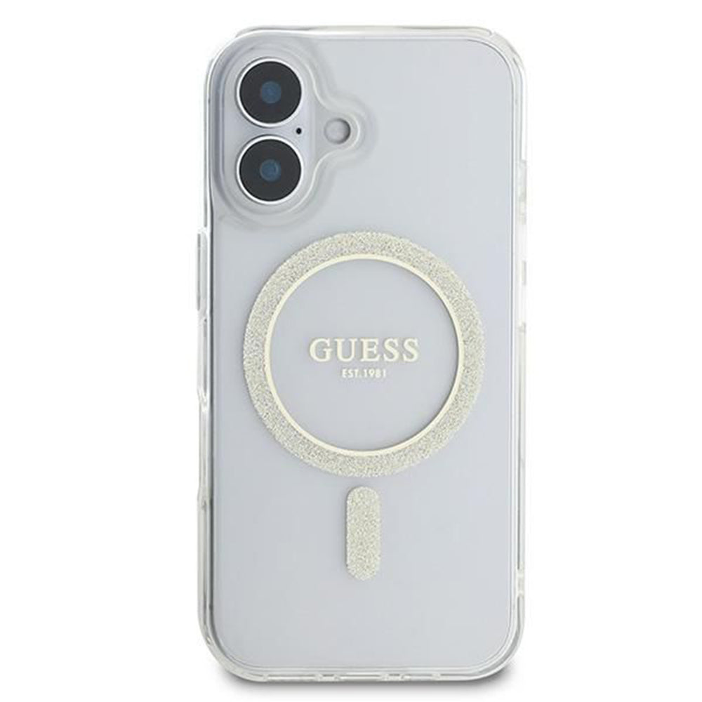 MagSafe-kotelo Apple iPhone 16:lle, Guess, IML Glitter Circle, Läpinäkyvä