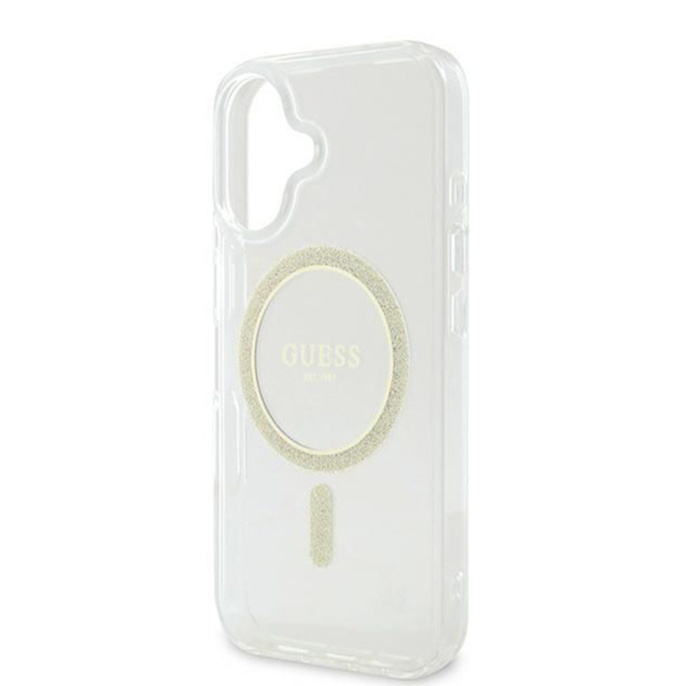 MagSafe-kotelo Apple iPhone 16:lle, Guess, IML Glitter Circle, Läpinäkyvä