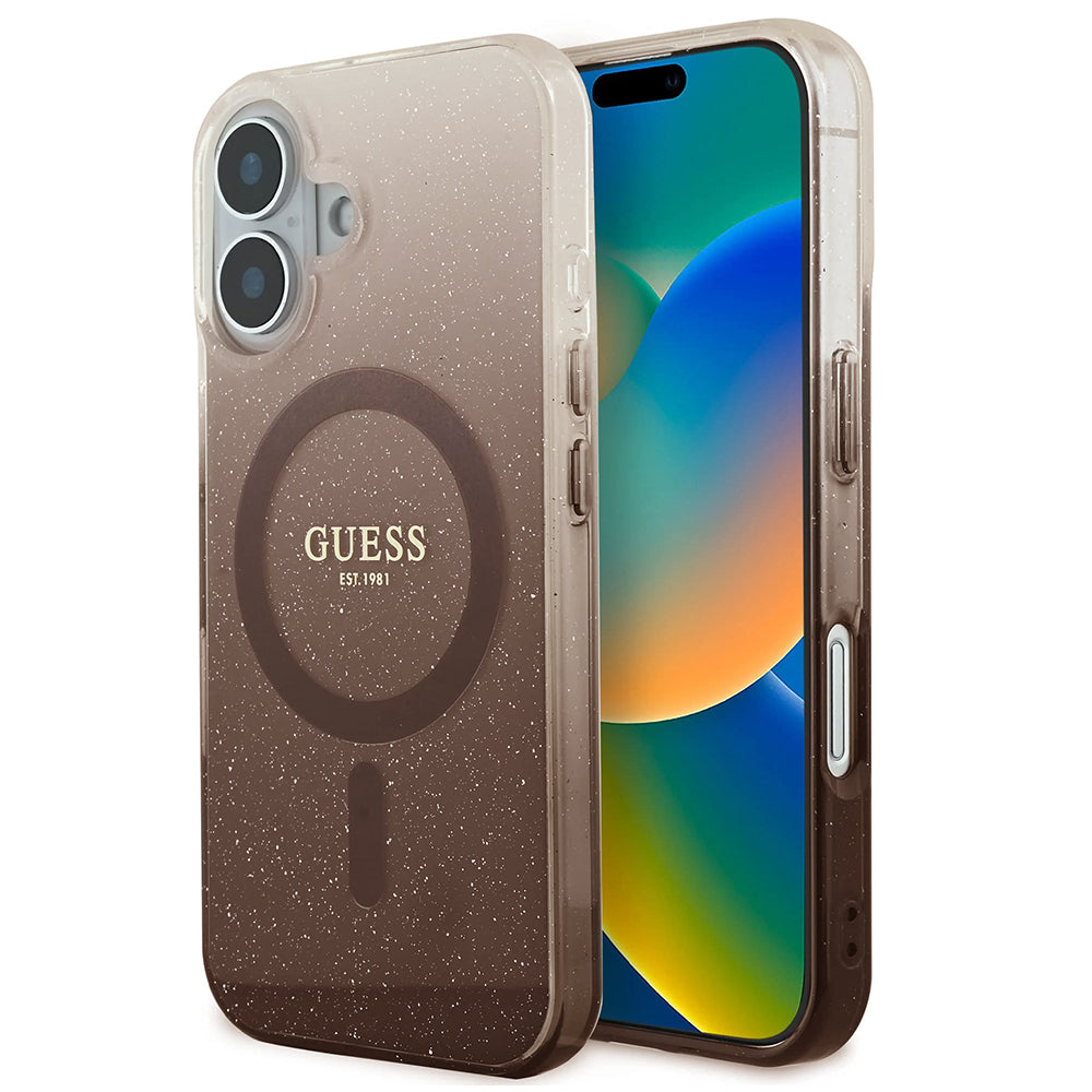 MagSafe-kotelo Apple iPhone 16:lle, Guess, IML Glitter Gradient, Ruskea