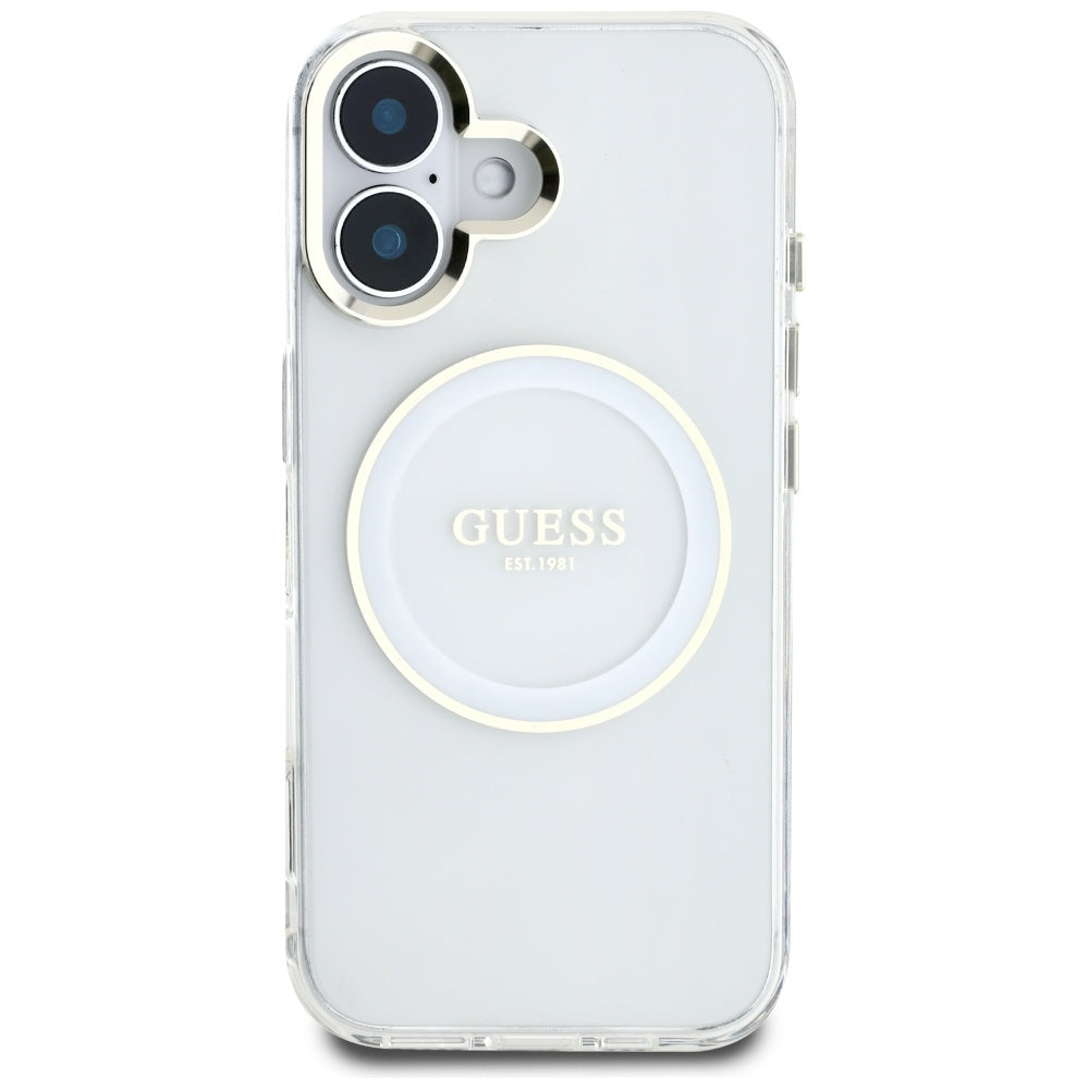 MagSafe-kotelo Apple iPhone 16:lle, Guess, IML Metal Colored Circle, Valkoinen