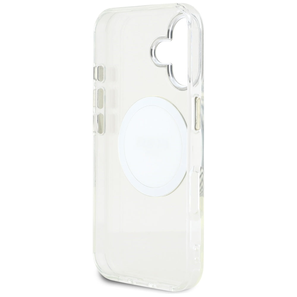 MagSafe-kotelo Apple iPhone 16:lle, Guess, IML Metal Colored Circle, Valkoinen