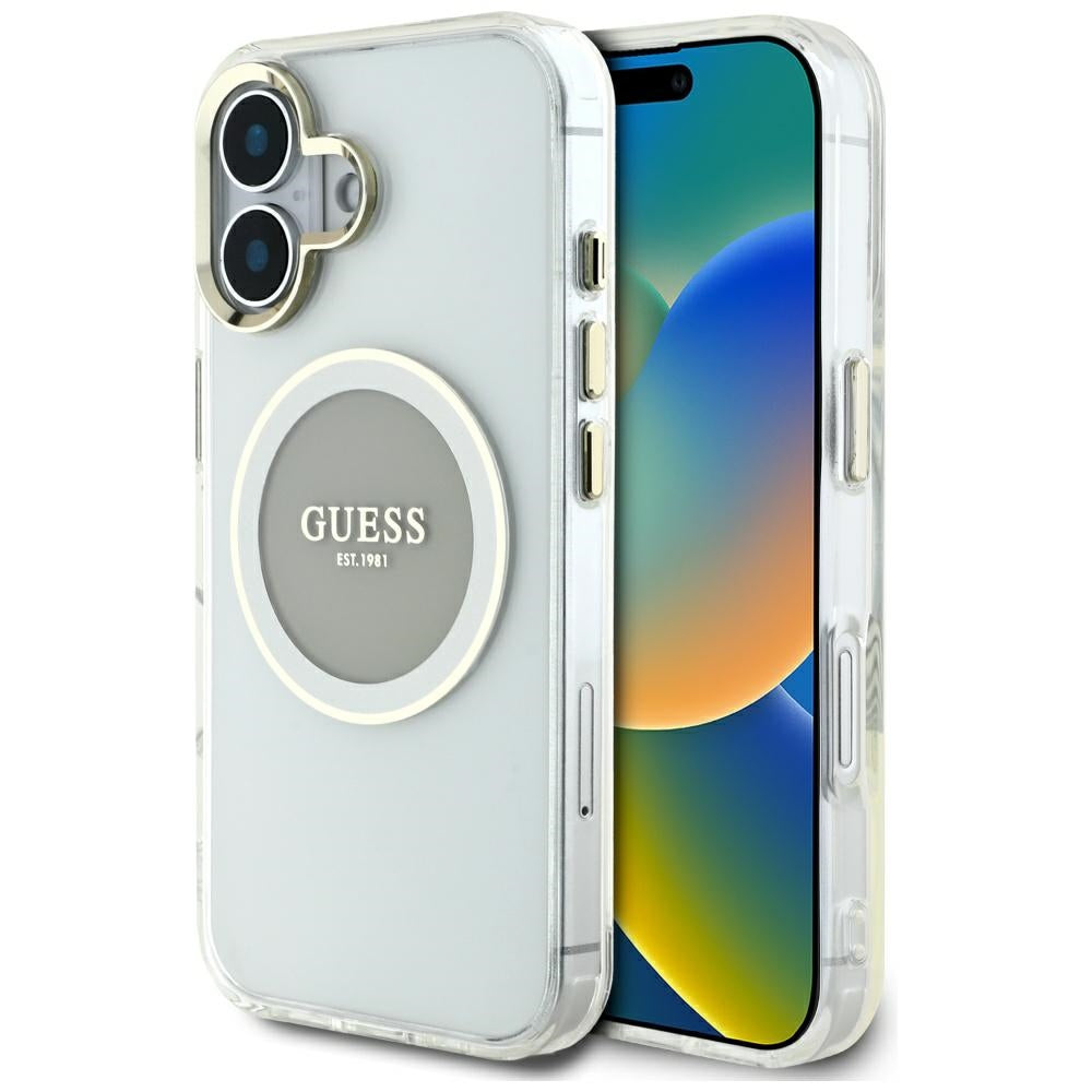 MagSafe-kotelo Apple iPhone 16:lle, Guess, IML Metal Colored Circle, Harmaa