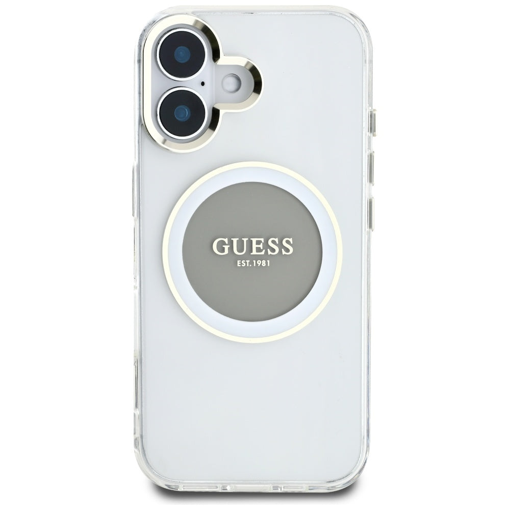 MagSafe-kotelo Apple iPhone 16:lle, Guess, IML Metal Colored Circle, Harmaa