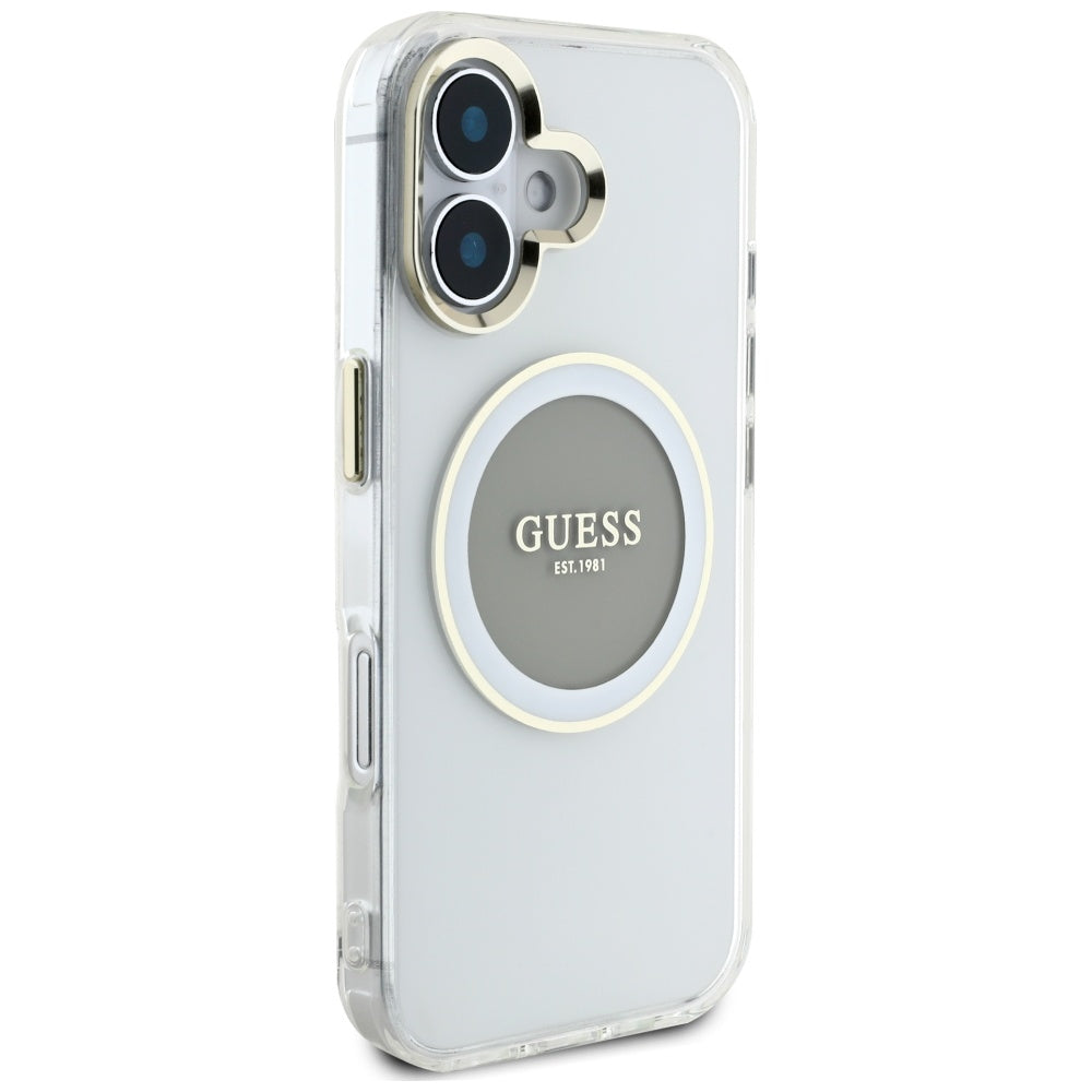 MagSafe-kotelo Apple iPhone 16:lle, Guess, IML Metal Colored Circle, Harmaa