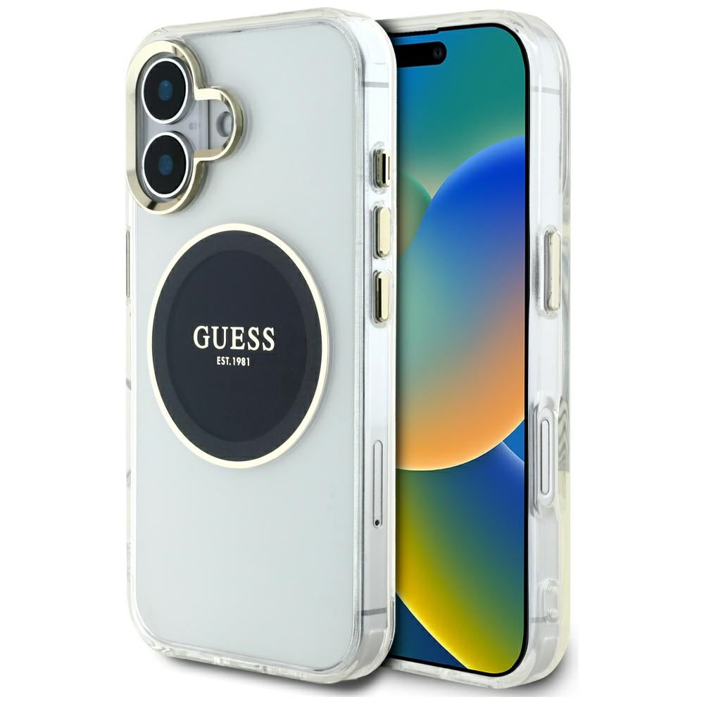 MagSafe-kotelo Apple iPhone 16:lle, Guess, IML Metal Colored Circle, Musta