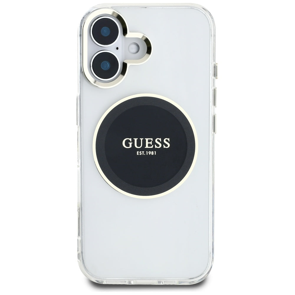 MagSafe-kotelo Apple iPhone 16:lle, Guess, IML Metal Colored Circle, Musta