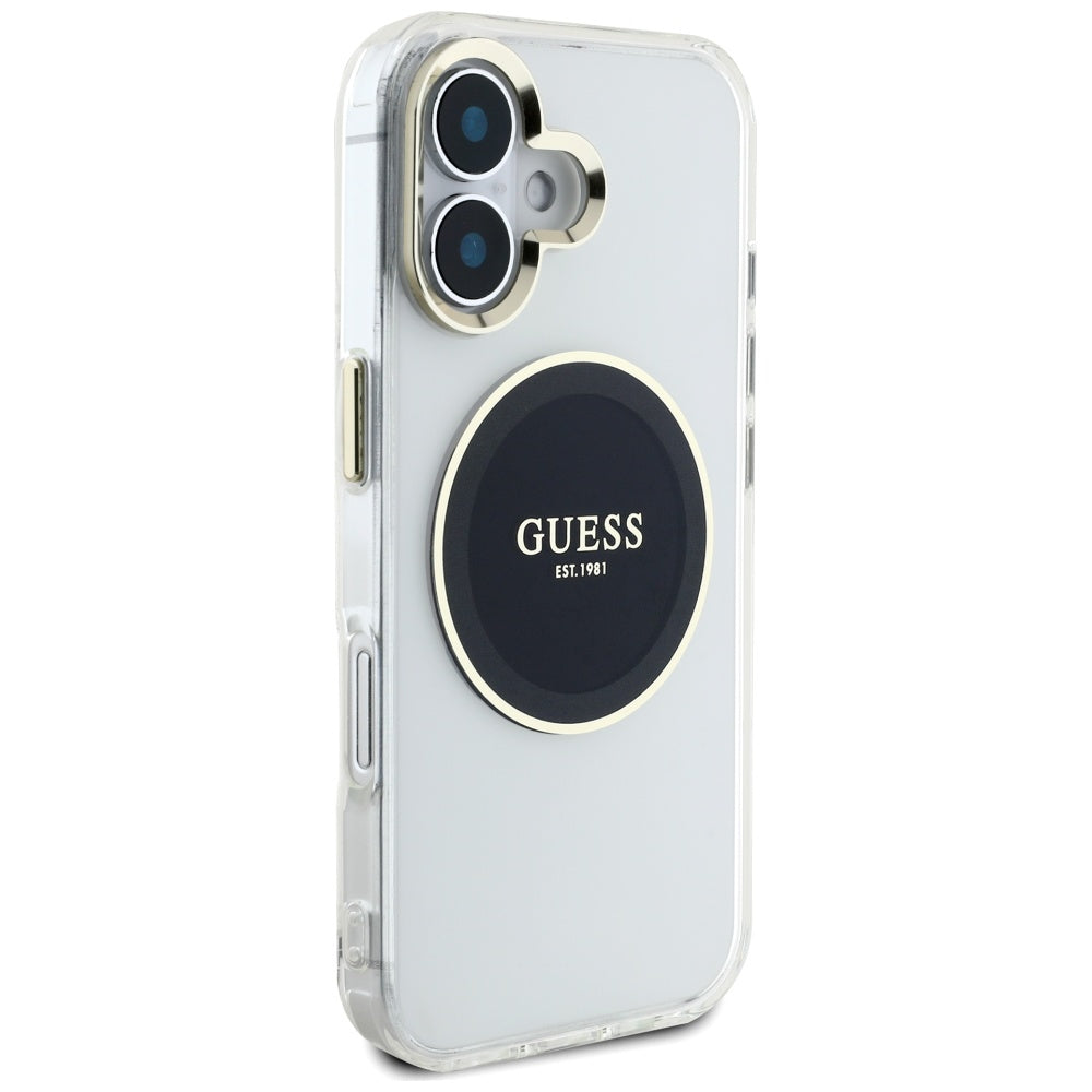 MagSafe-kotelo Apple iPhone 16:lle, Guess, IML Metal Colored Circle, Musta