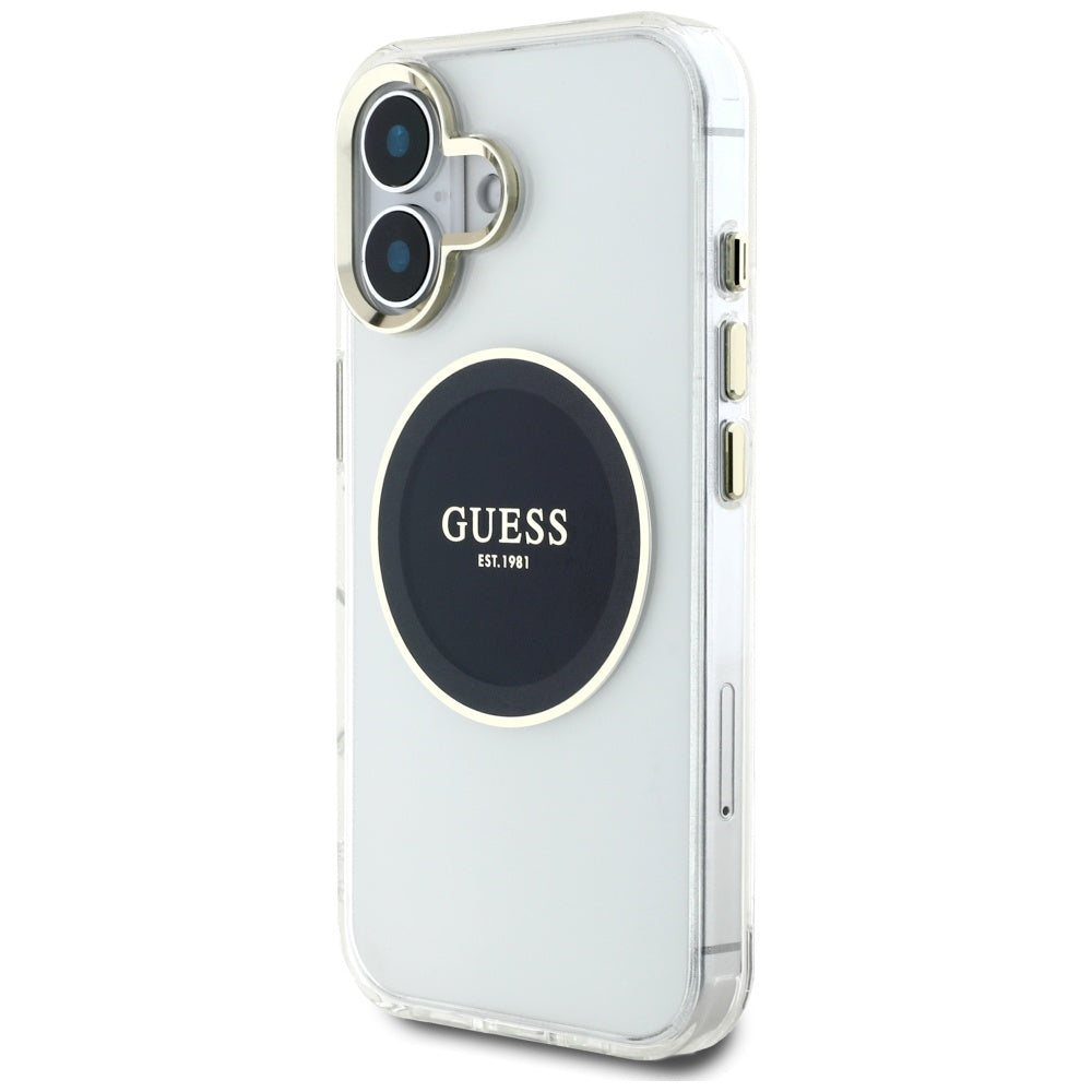 MagSafe-kotelo Apple iPhone 16:lle, Guess, IML Metal Colored Circle, Musta