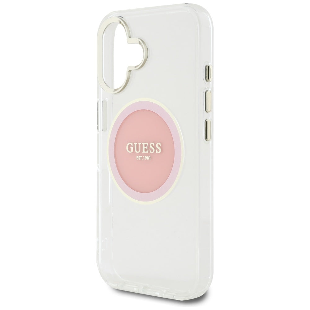 MagSafe-kotelo Apple iPhone 16:lle, Guess, IML Metal Colored Circle, Pinkki