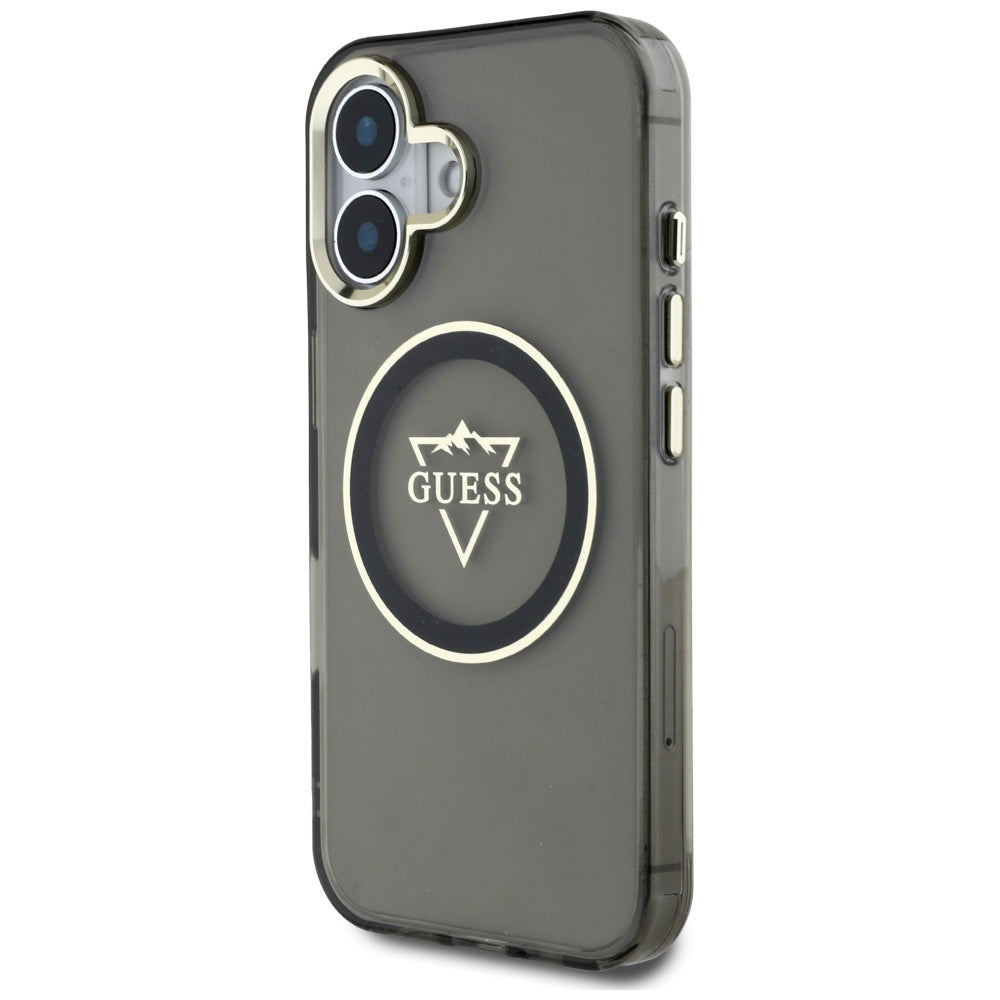 MagSafe-kotelo Apple iPhone 16:lle, Guess, IML Metal Mountain -logo, musta