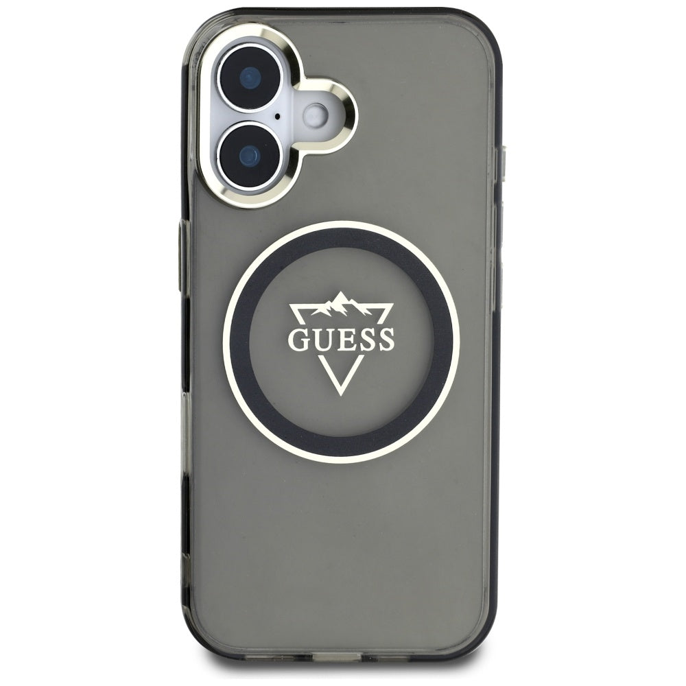 MagSafe-kotelo Apple iPhone 16:lle, Guess, IML Metal Mountain -logo, musta