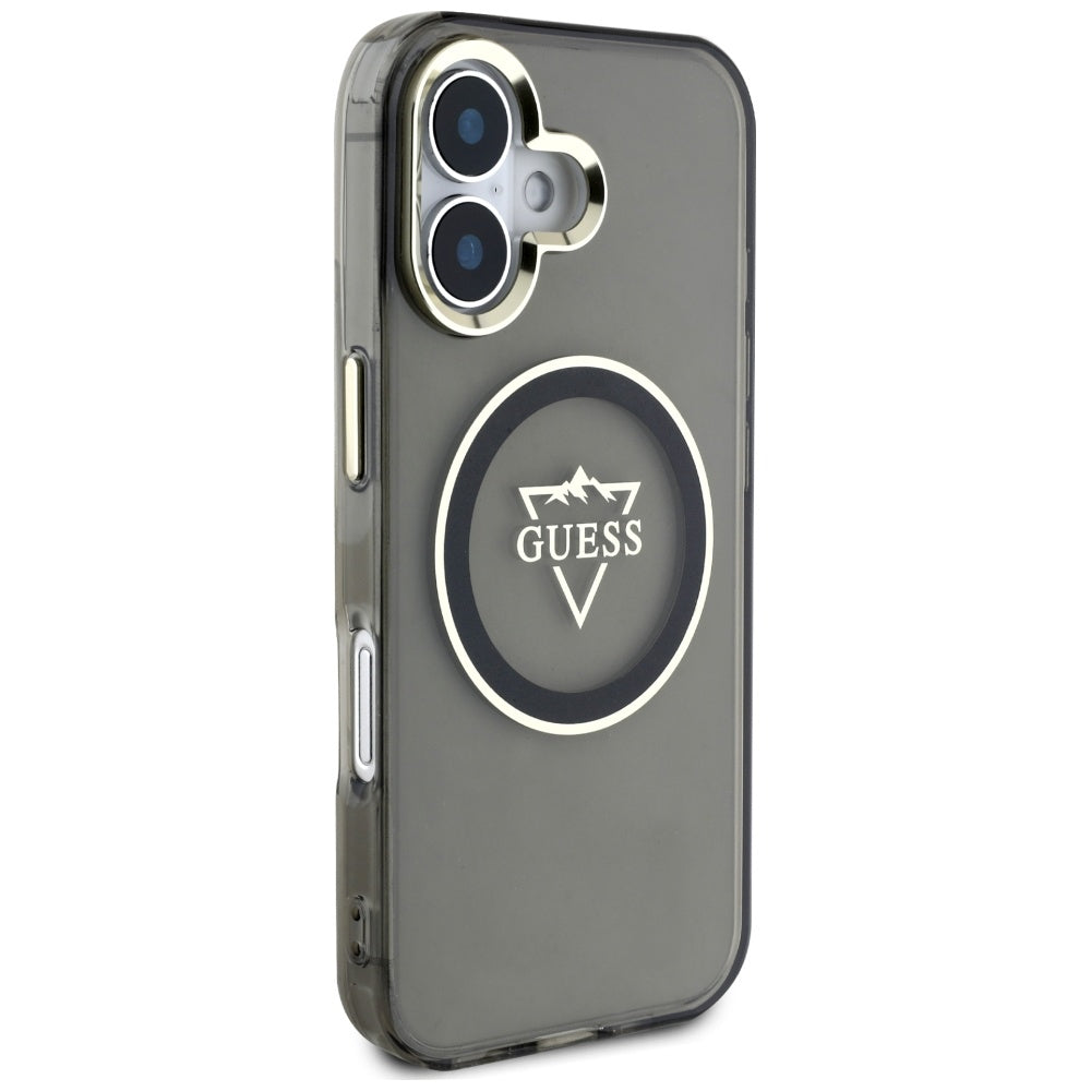 MagSafe-kotelo Apple iPhone 16:lle, Guess, IML Metal Mountain -logo, musta