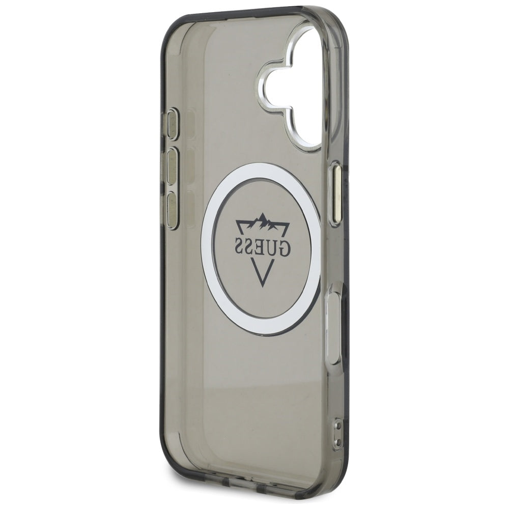 MagSafe-kotelo Apple iPhone 16:lle, Guess, IML Metal Mountain -logo, musta