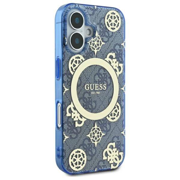 MagSafe-kotelo Apple iPhone 16:lle, Guess, IML Peony On 4G Background, Sininen