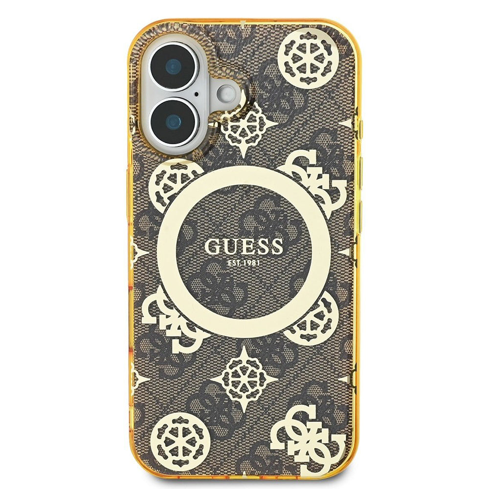 MagSafe-kotelo Apple iPhone 16:lle, Guess, IML Peony On 4G Background, Ruskea