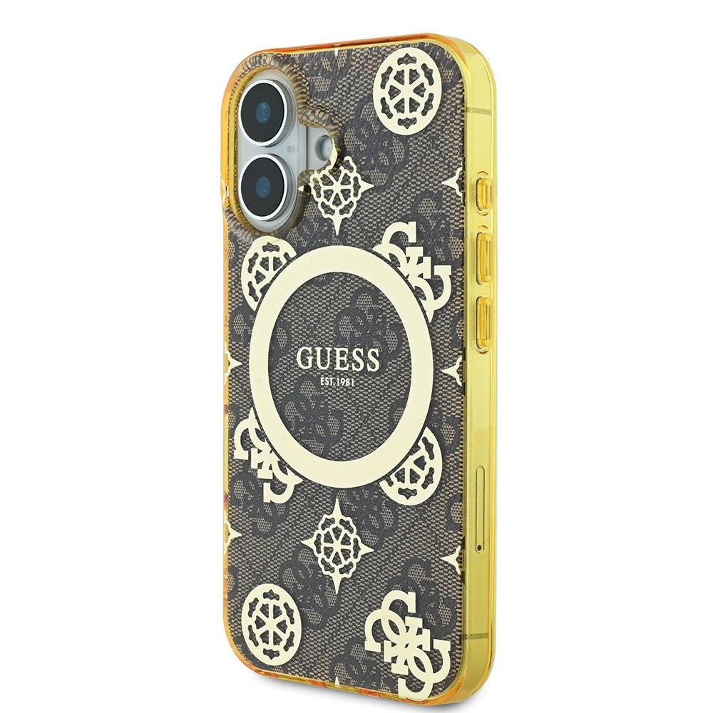 MagSafe-kotelo Apple iPhone 16:lle, Guess, IML Peony On 4G Background, Ruskea