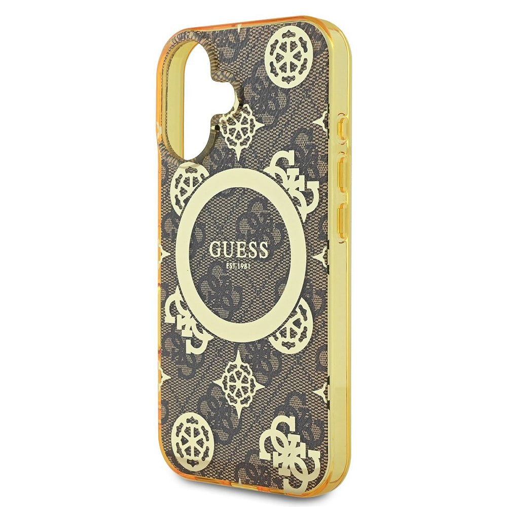 MagSafe-kotelo Apple iPhone 16:lle, Guess, IML Peony On 4G Background, Ruskea
