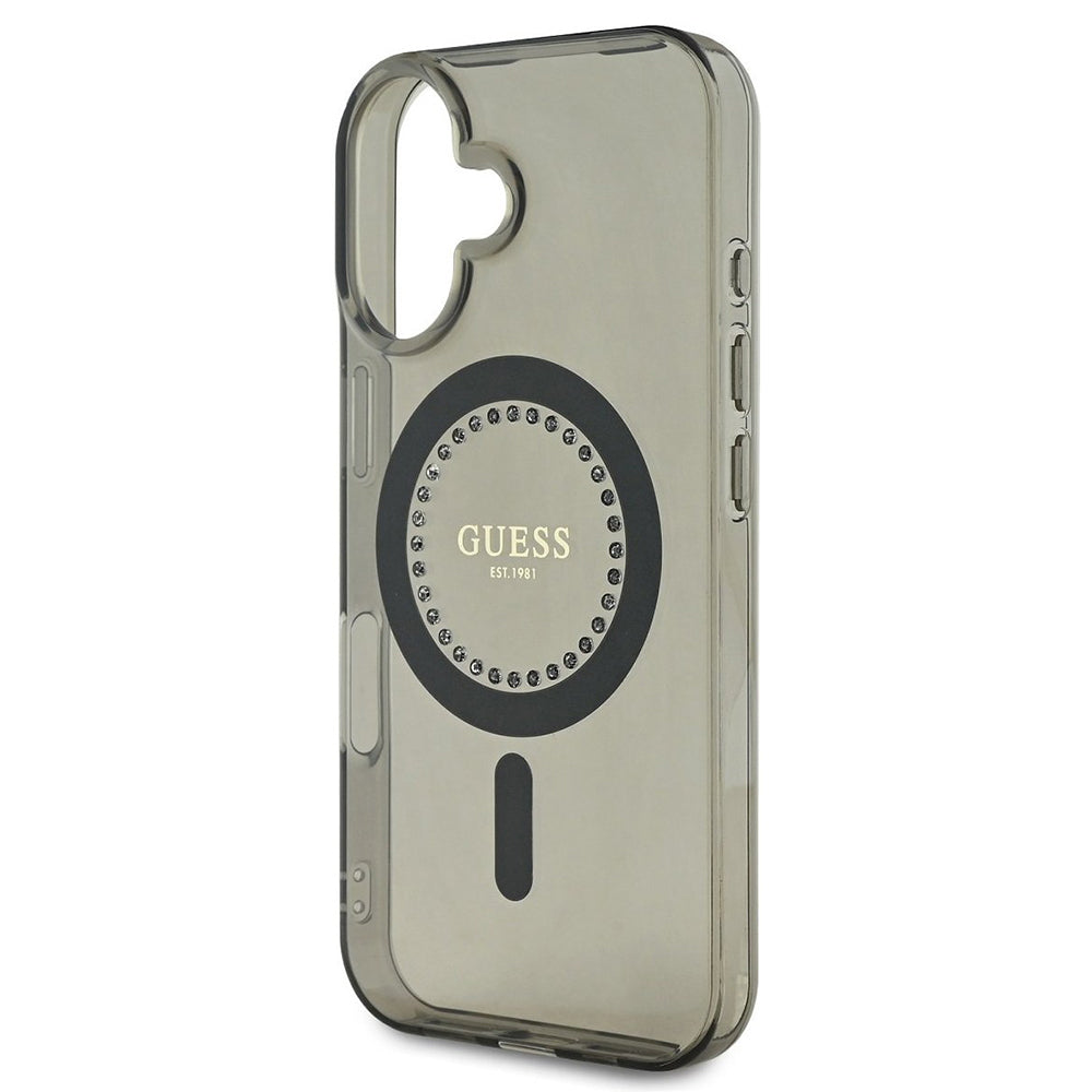 MagSafe-kotelo Apple iPhone 16:lle, Guess, IML Rhinestone, Musta