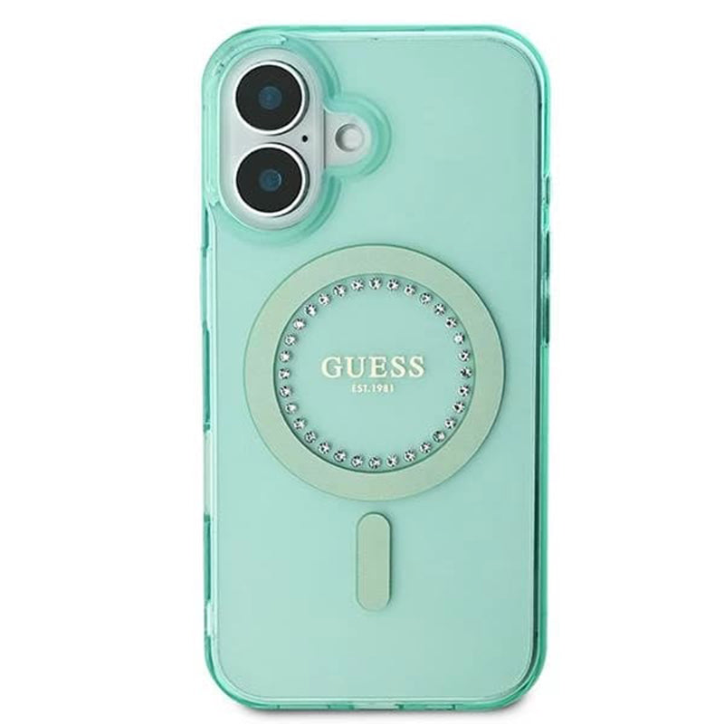 MagSafe-kotelo Apple iPhone 16:lle, Guess, IML Rhinestone, Vihreä