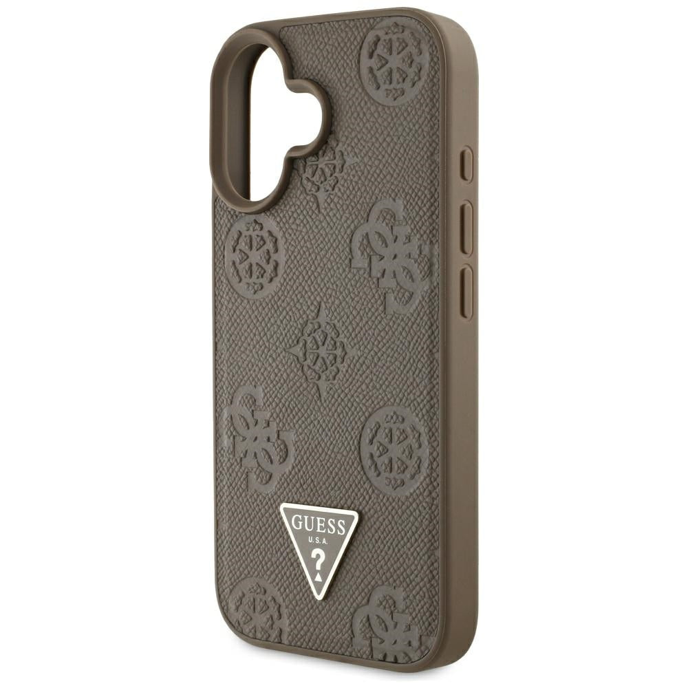 MagSafe-kotelo Apple iPhone 16:lle, Guess, Peony Grained Hot Stamp Triangle, Ruskea