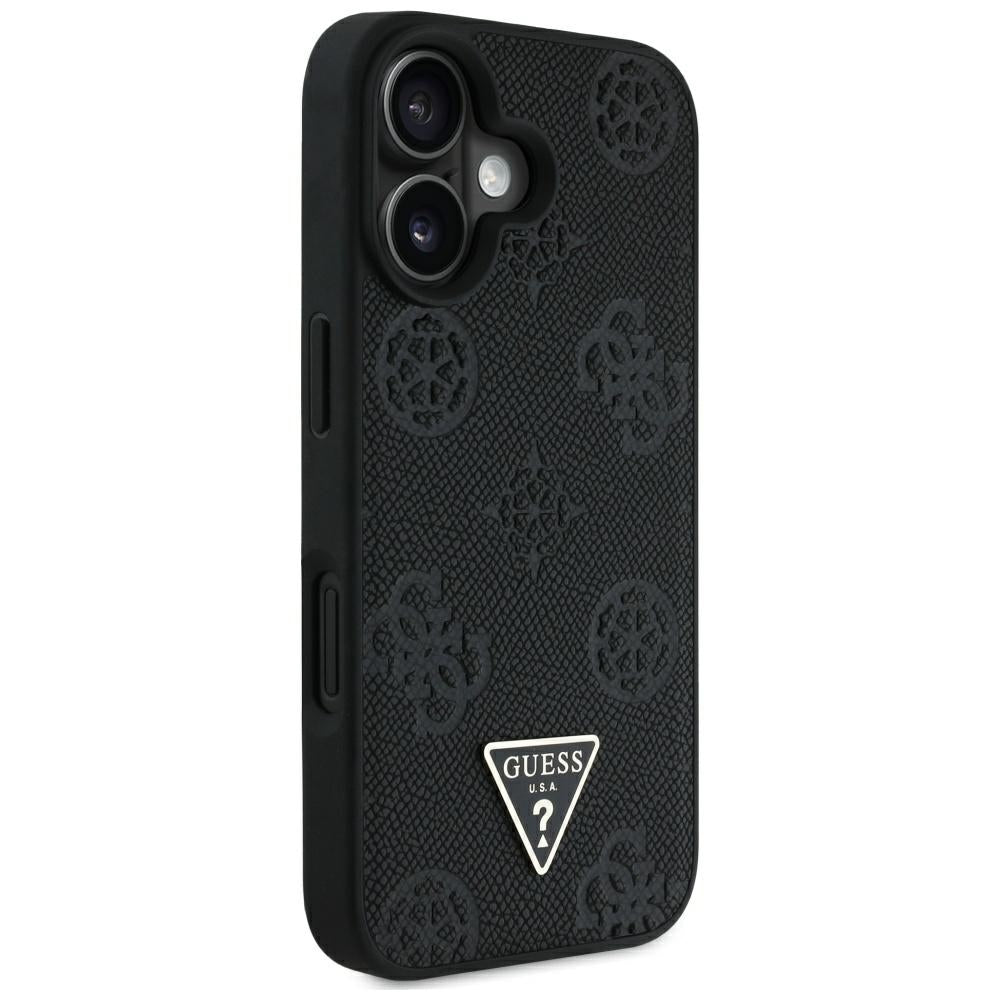 MagSafe-kotelo Apple iPhone 16:lle, Guess, Peony Grained Hot Stamp Triangle, Musta