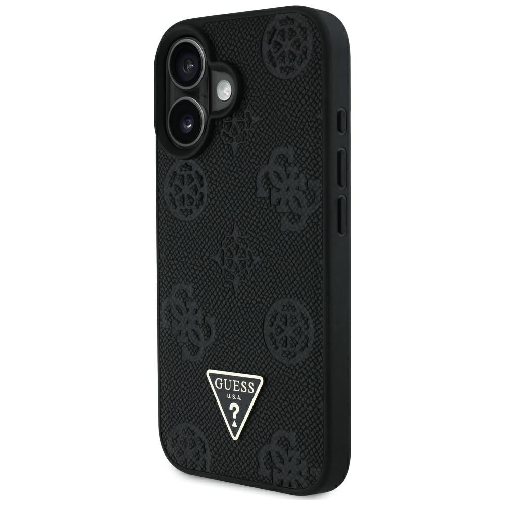 MagSafe-kotelo Apple iPhone 16:lle, Guess, Peony Grained Hot Stamp Triangle, Musta