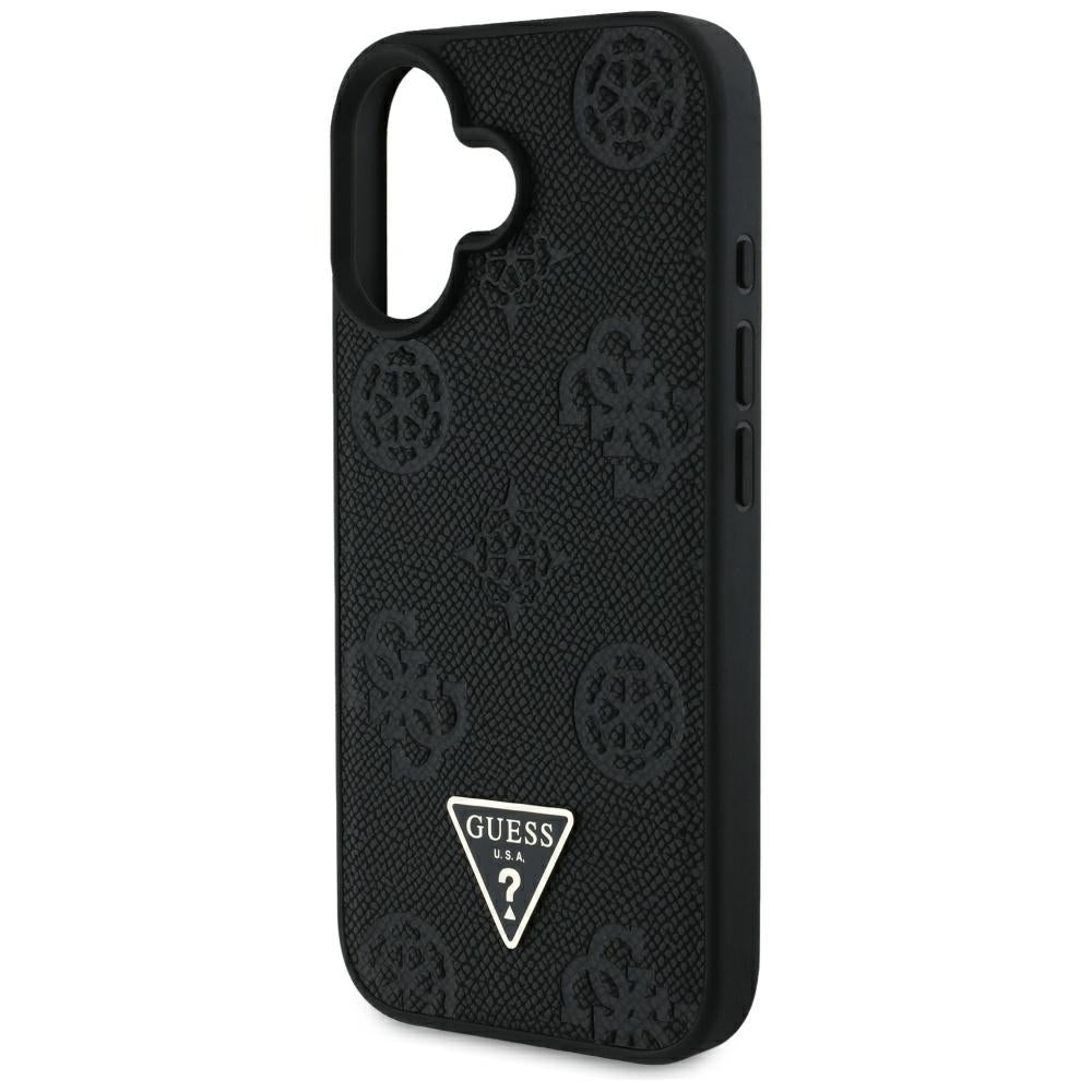 MagSafe-kotelo Apple iPhone 16:lle, Guess, Peony Grained Hot Stamp Triangle, Musta