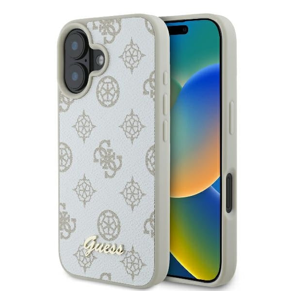 MagSafe-kotelo Apple iPhone 16:lle, Guess, Peony Script, Valkoinen