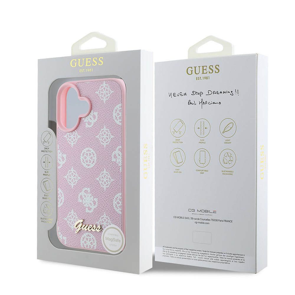 MagSafe-kotelo Apple iPhone 16:lle, Guess, Peony Script, Pinkki