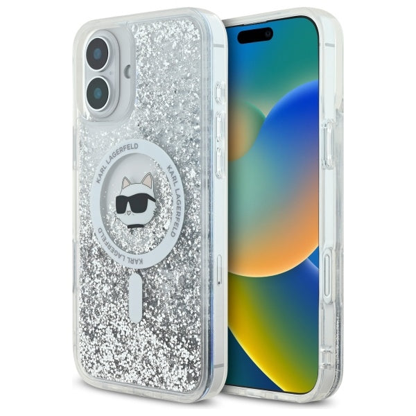 MagSafe-kotelo Apple iPhone 16:lle, Karl Lagerfeld, Glitter Liquid Choupette Head, Läpinäkyvä